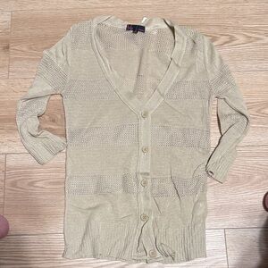Beige Button-Up Cardigan